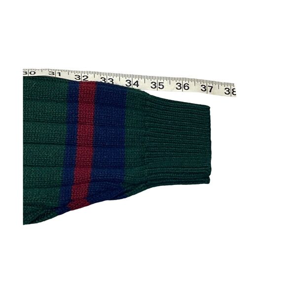 Timber Trail Sweater Men's Large Green Striped 100% Acrylic Knit Ribbed Pullover - Picture 6 of 6